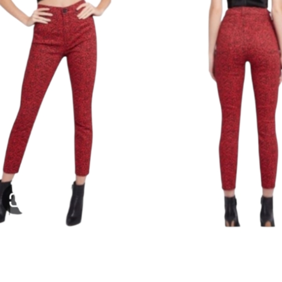 Alice + Olivia Black and Red Leopard Print Jeans Size 26 - Picture 1 of 10
